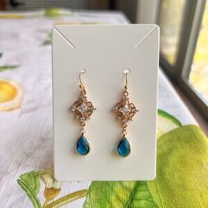 Boho Bridal Prom Crystal Lake Blue Earrings, Bridgerton Jewelry, Cute Romantic